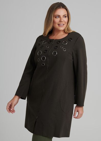 Plus Size Eyelet Ponti Jacket