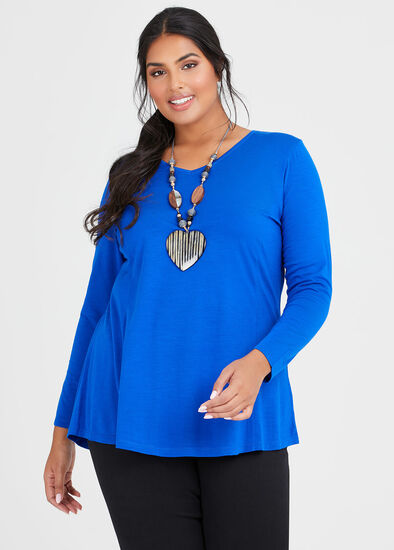 Plus Size Wool Bamboo V-neck Top