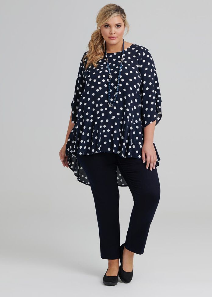 Polka Dot Ruffle Tunic, , hi-res