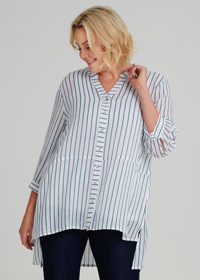 Plus Size Resort Thin Stripe Shirt