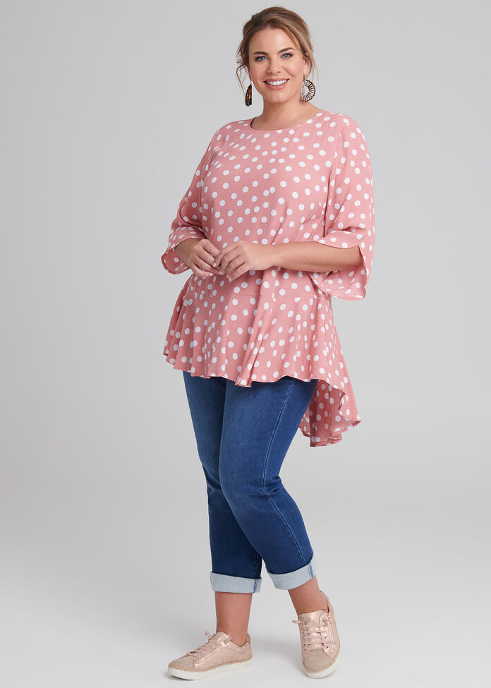 Polka Dot Ruffle Tunic, , hi-res