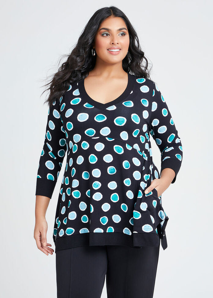 Bamboo Circles Vneck Tunic, , hi-res