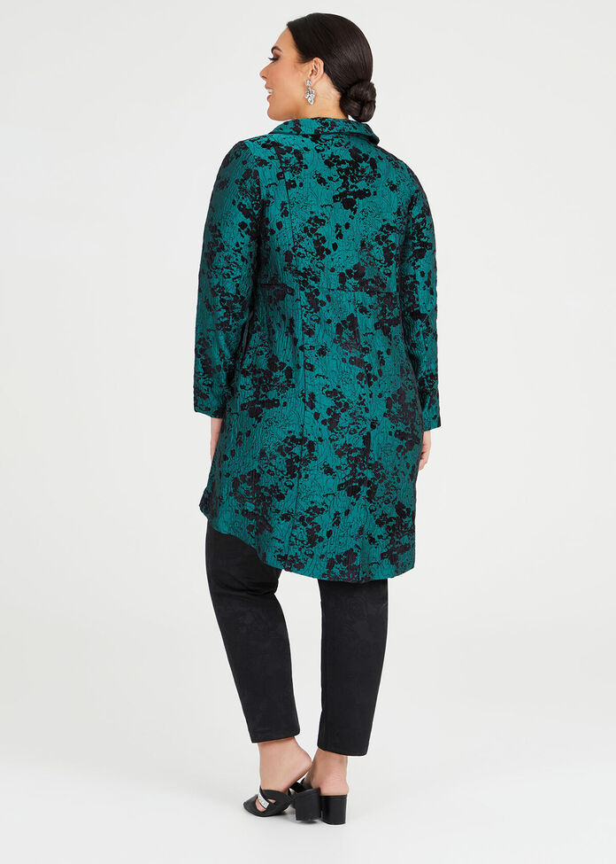 Emerald Jacquard Dress Coat, , hi-res