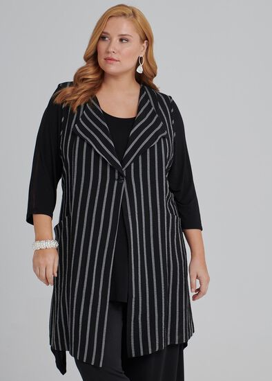 Plus Size Line Up Stripe Vest