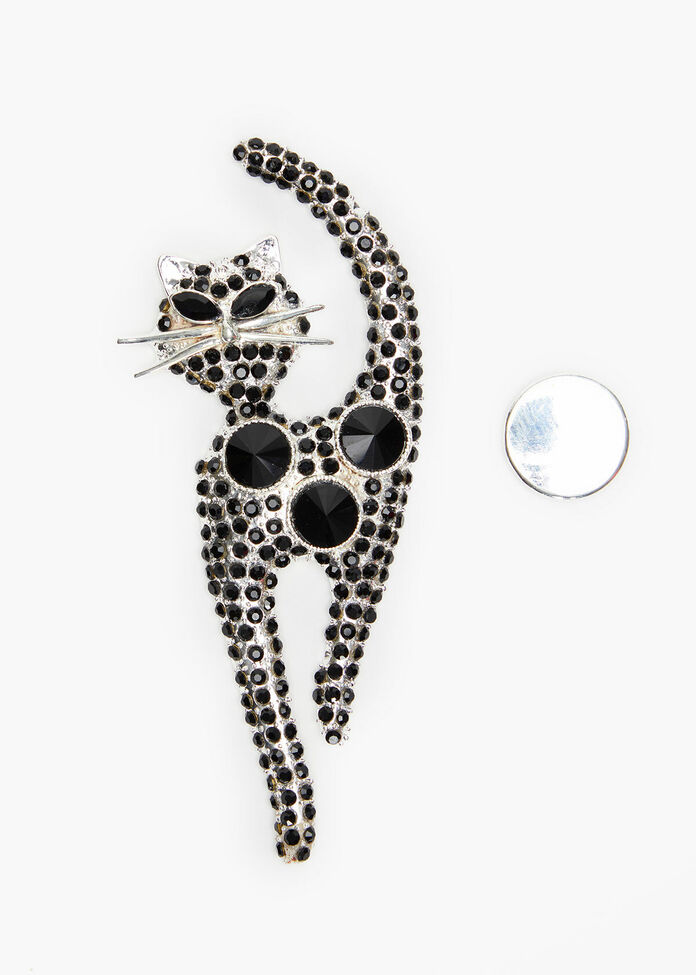 Bejewelled Cat Brooch, , hi-res