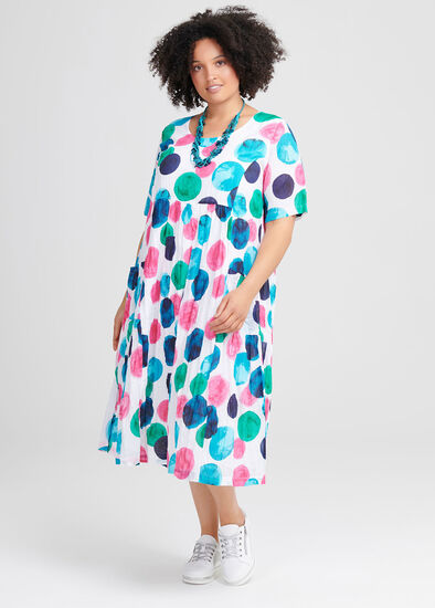 Plus Size Cotton Abstract Art Dress