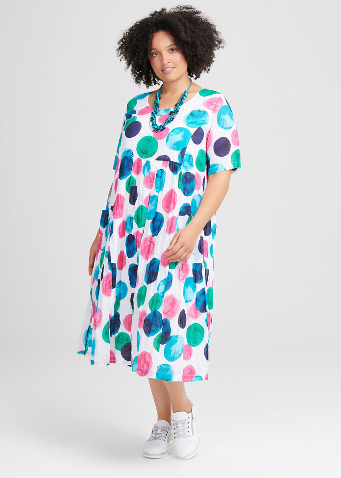 Cotton Abstract Art Dress, , hi-res