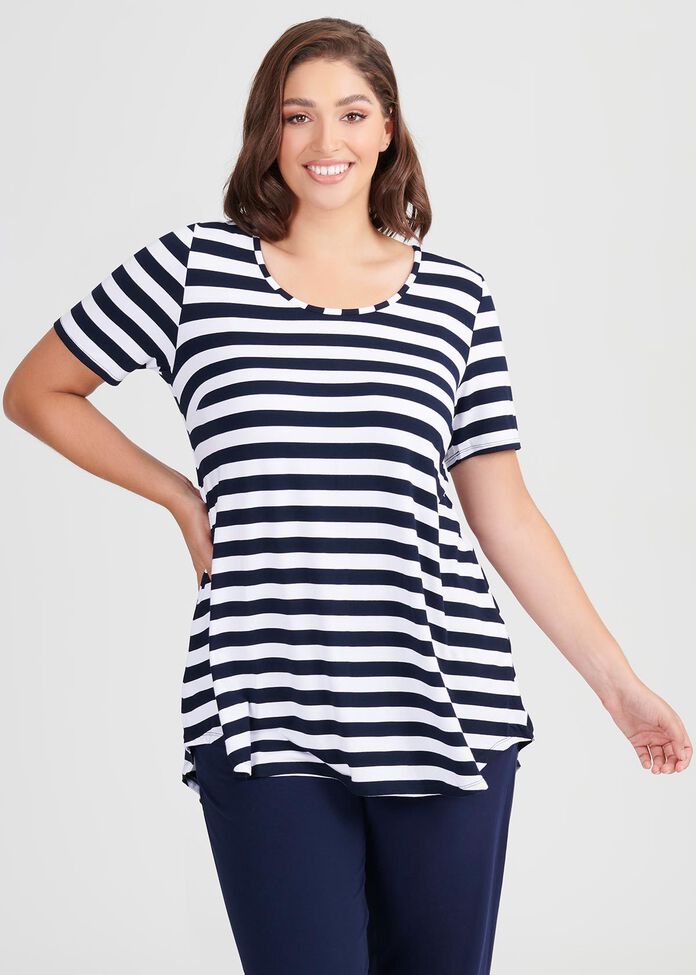 Bamboo Stripe Short Sleeve Top, , hi-res