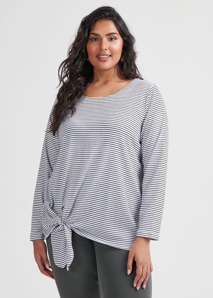 Stripe Textured Knot Top, , hi-res