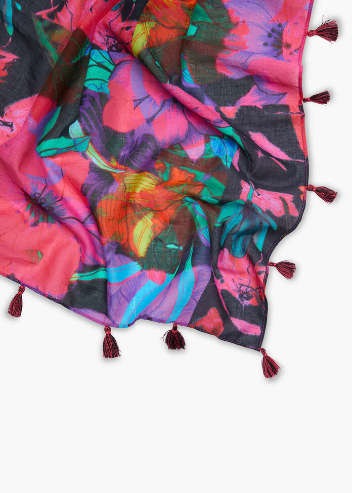 Bright Floral Patchwork Scarf, , hi-res