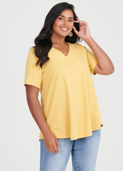 Plus Size Organic V-neck Swing Basic Tee