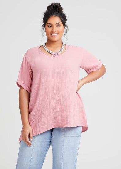 Plus Size Cotton Double Gauze Top