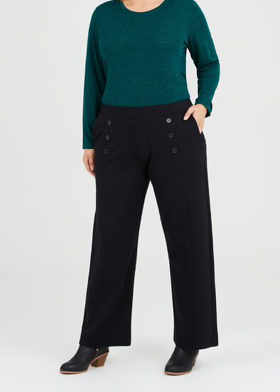 Plus Size Ponte Sailor Wide Leg Pant