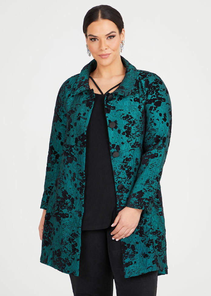 Emerald Jacquard Dress Coat, , hi-res