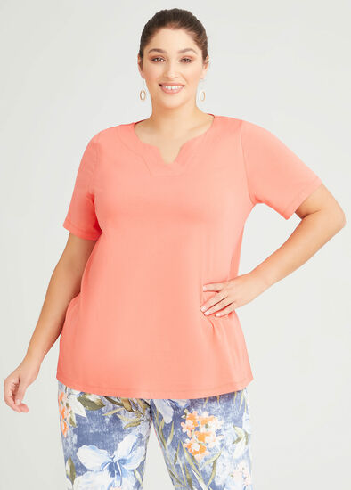 Plus Size Organic Notch V-neck T-shirt