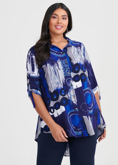 Plus Size Viscose Indigo Vibes Shirt