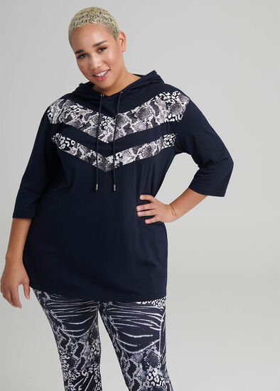 Plus Size Moda Hooded Active Top