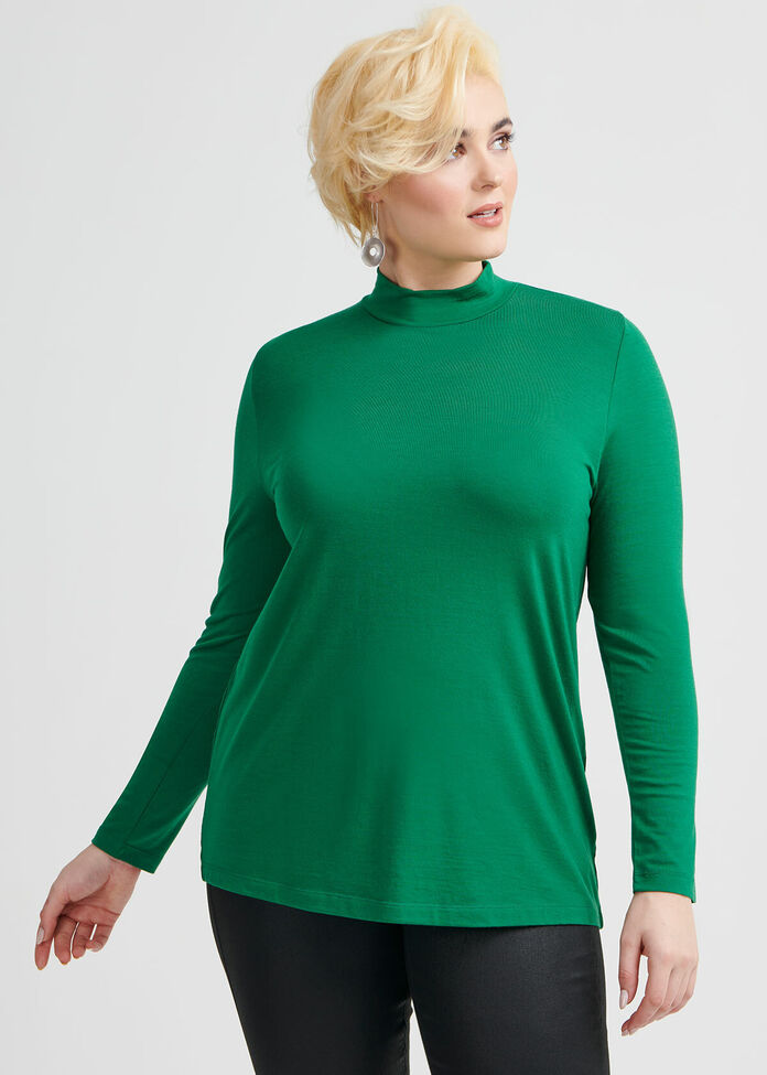 Wool Bamboo Mock Neck Top, , hi-res