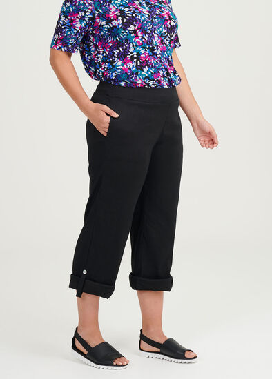 Plus Size Linen Full Length Tab Pant