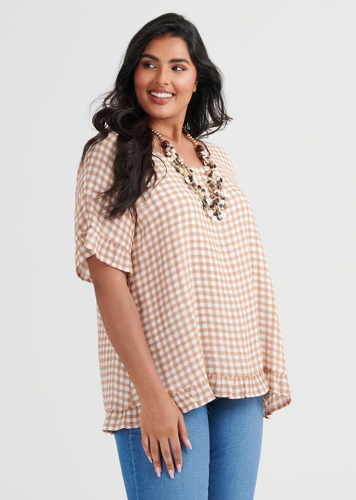 Coastal Gingham Top, , hi-res