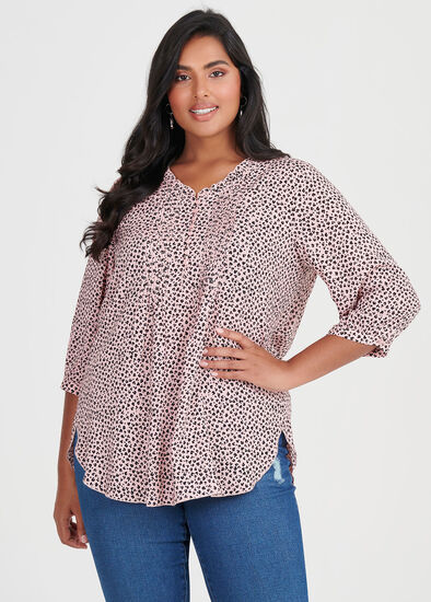 Plus Size Natural Mini Leopard Top