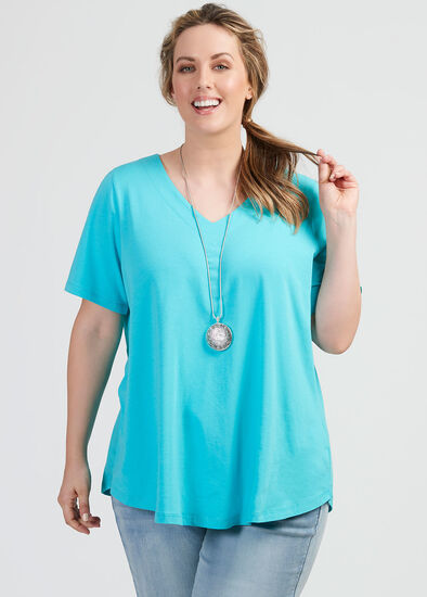 Plus Size Organic V-neck Swing Basic Tee