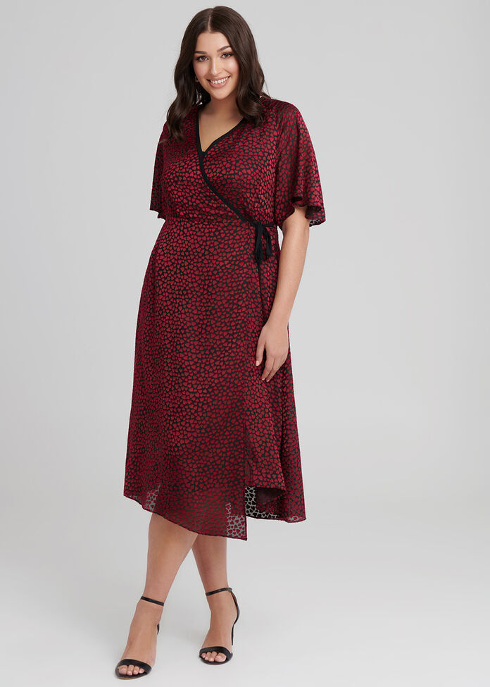 Women In Love Wrap Dress, , hi-res