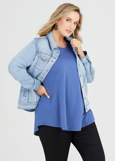 Plus Size Studded Denim Jacket