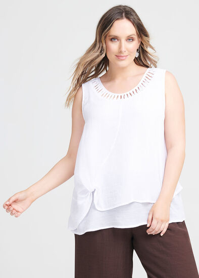 Plus Size Weaved Neck Top