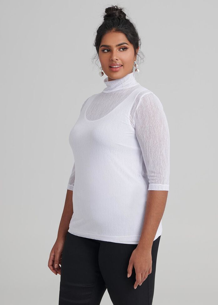 High Neck Mesh Top, , hi-res