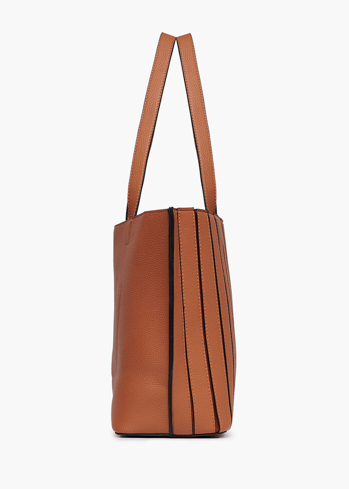 Tegan Tan Pleated Tote, , hi-res