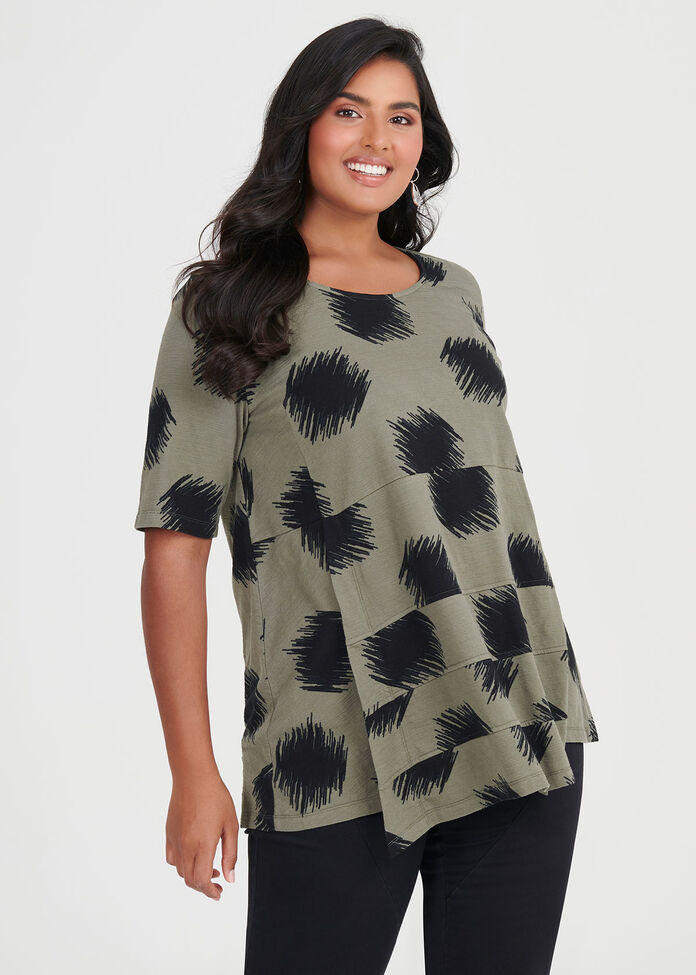 Cotton Maxi Spot Top, , hi-res