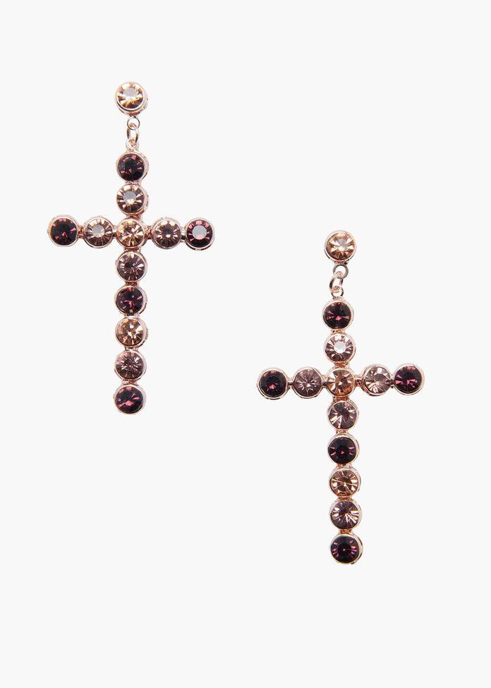 Crystal Cross Earrings, , hi-res