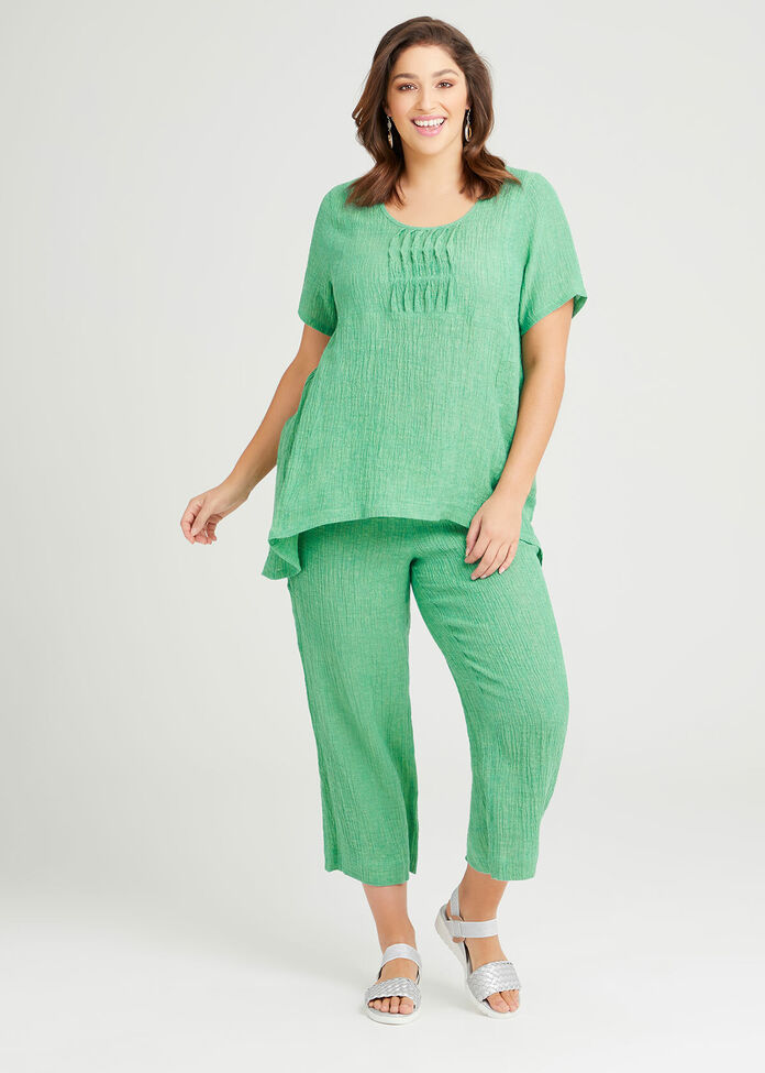 Eva Crinkle Linen Top, , hi-res