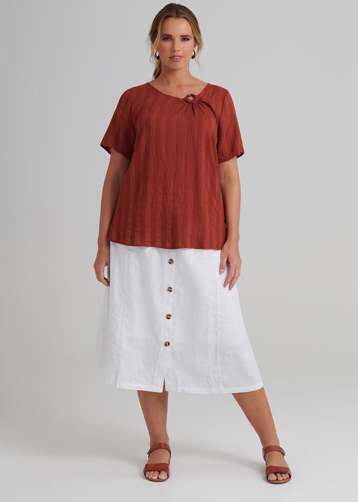 Button Linen Skirt, , hi-res