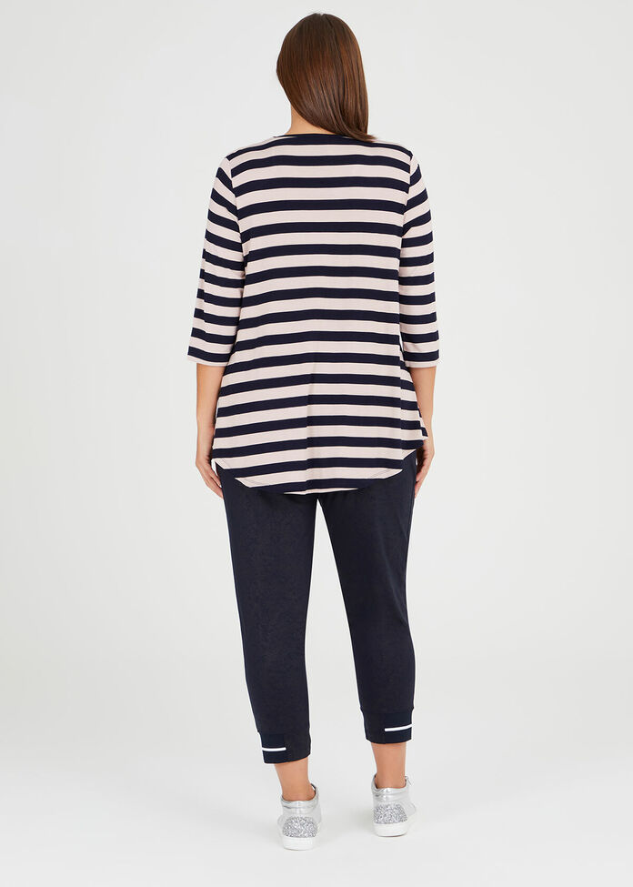 Bamboo Stripe 3/4 Sleeve Top, , hi-res