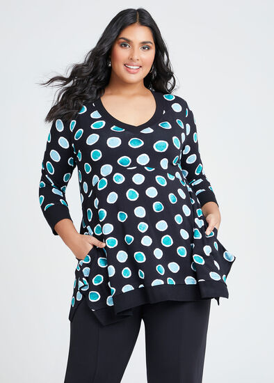 Plus Size Bamboo Circles Vneck Tunic