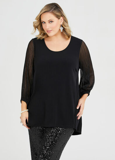 Plus Size Black Jack Shimmer Sleeve Top