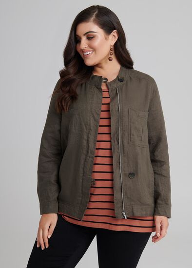 Plus Size Safari Linen Jacket