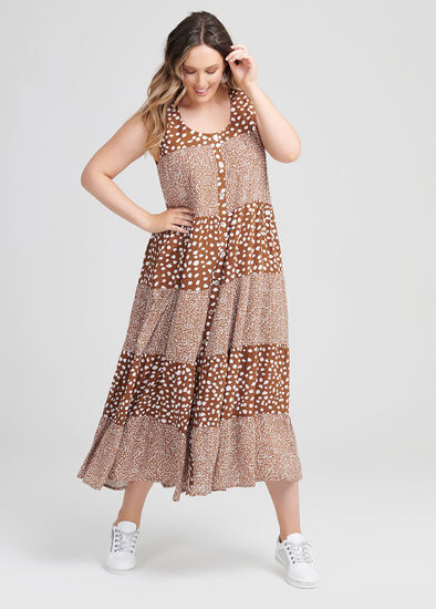 Plus Size Natural Leopard Mix Dress