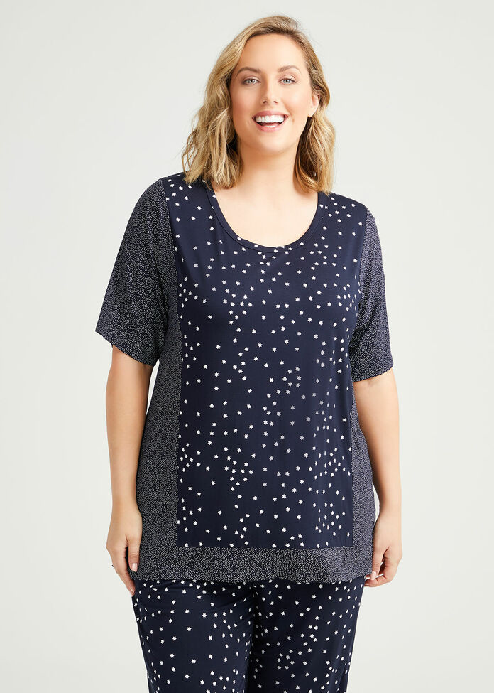 Bamboo Mini Stars Pyjama Top, , hi-res