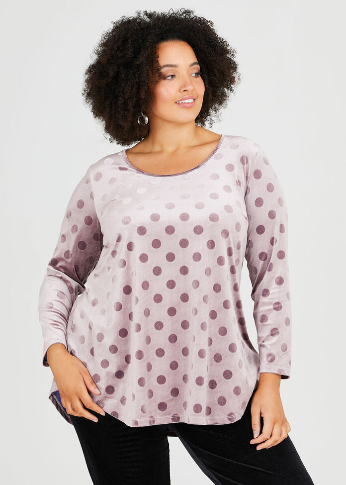 Velour Spot Tunic, , hi-res