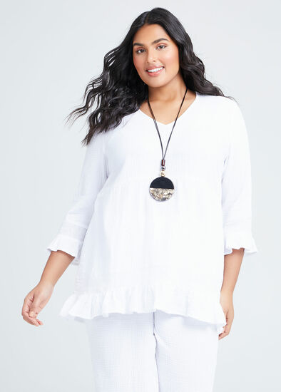 Plus Size Cotton Coastal Tier Top