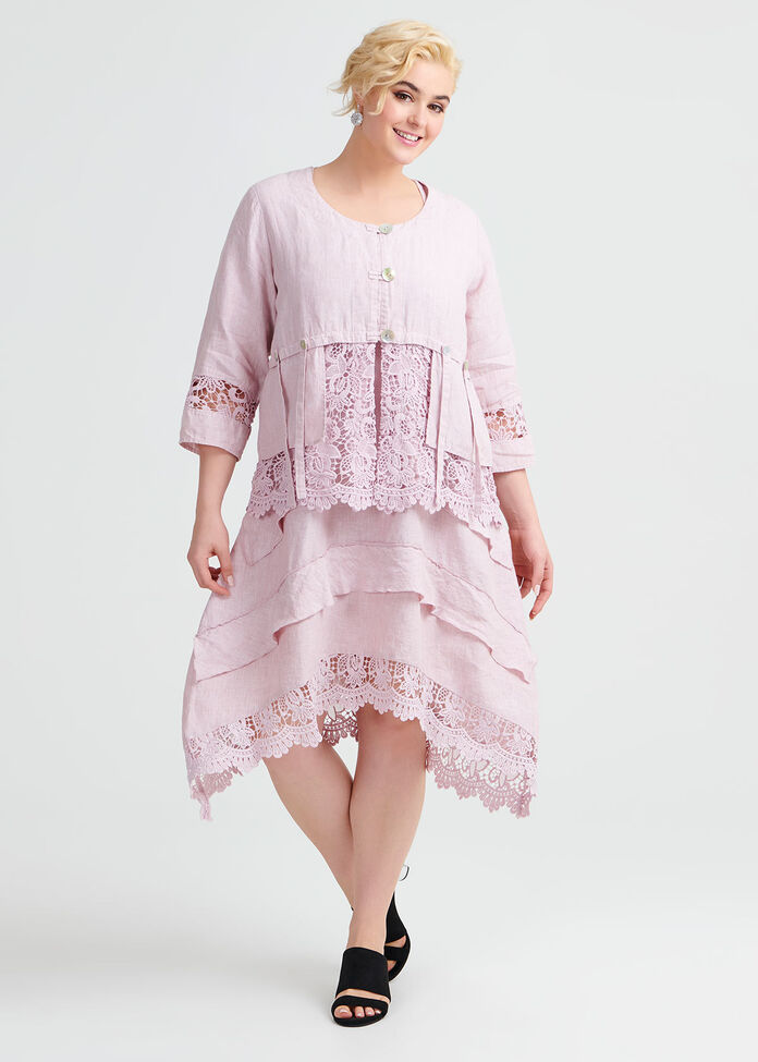 Linen Lace Dress, , hi-res