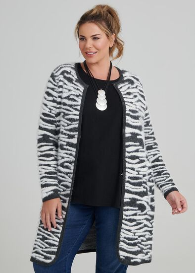 Plus Size Zebra Instarisa Cardigan