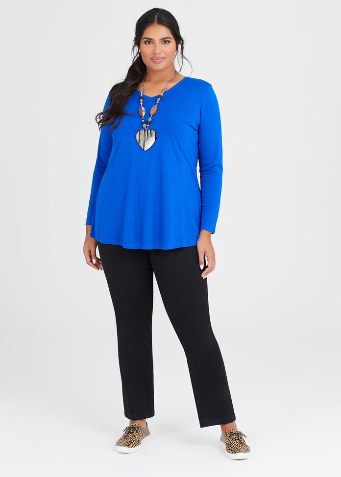 Wool Bamboo V-neck Top, , hi-res