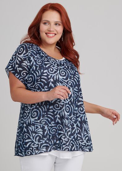 Plus Size Shibori Swirls Top