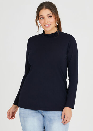 Plus Size Wool Bamboo Mock Neck Top