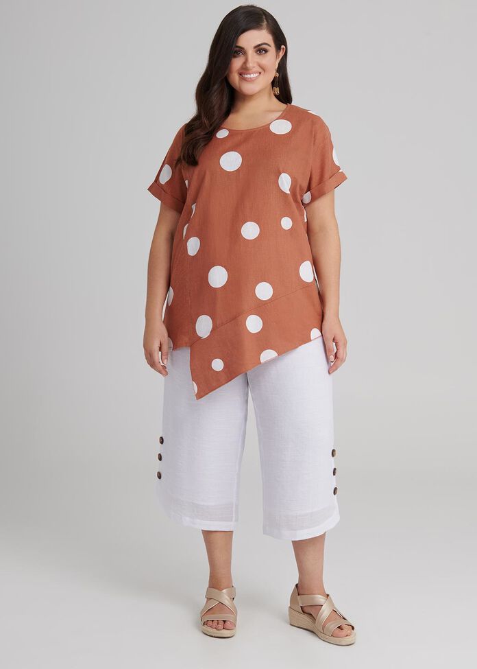 Spring Dot Linen Top, , hi-res