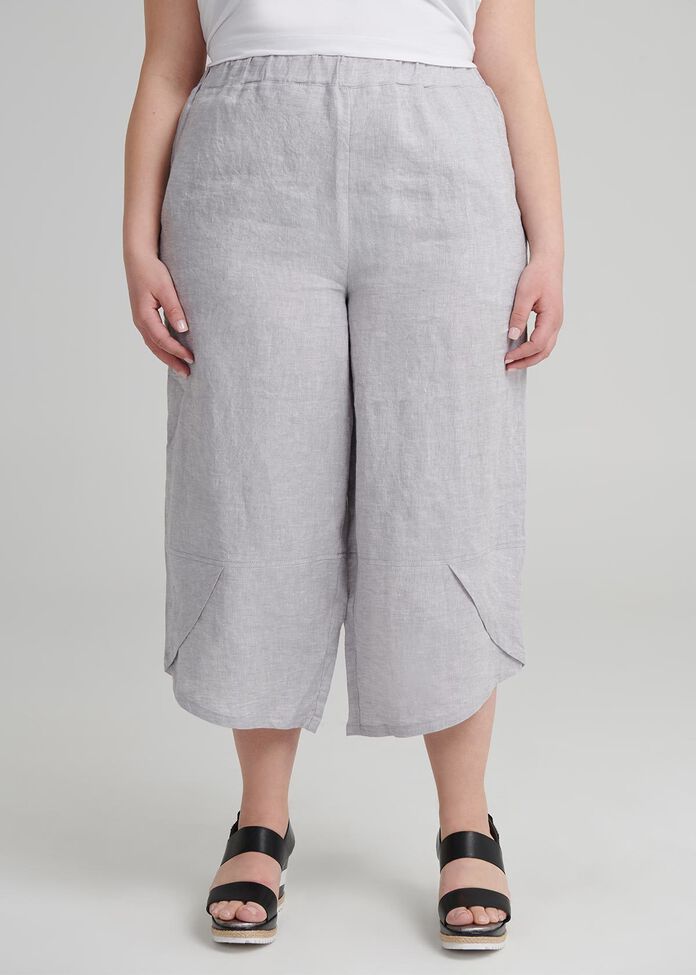 Aj Linen Crop Pant, , hi-res